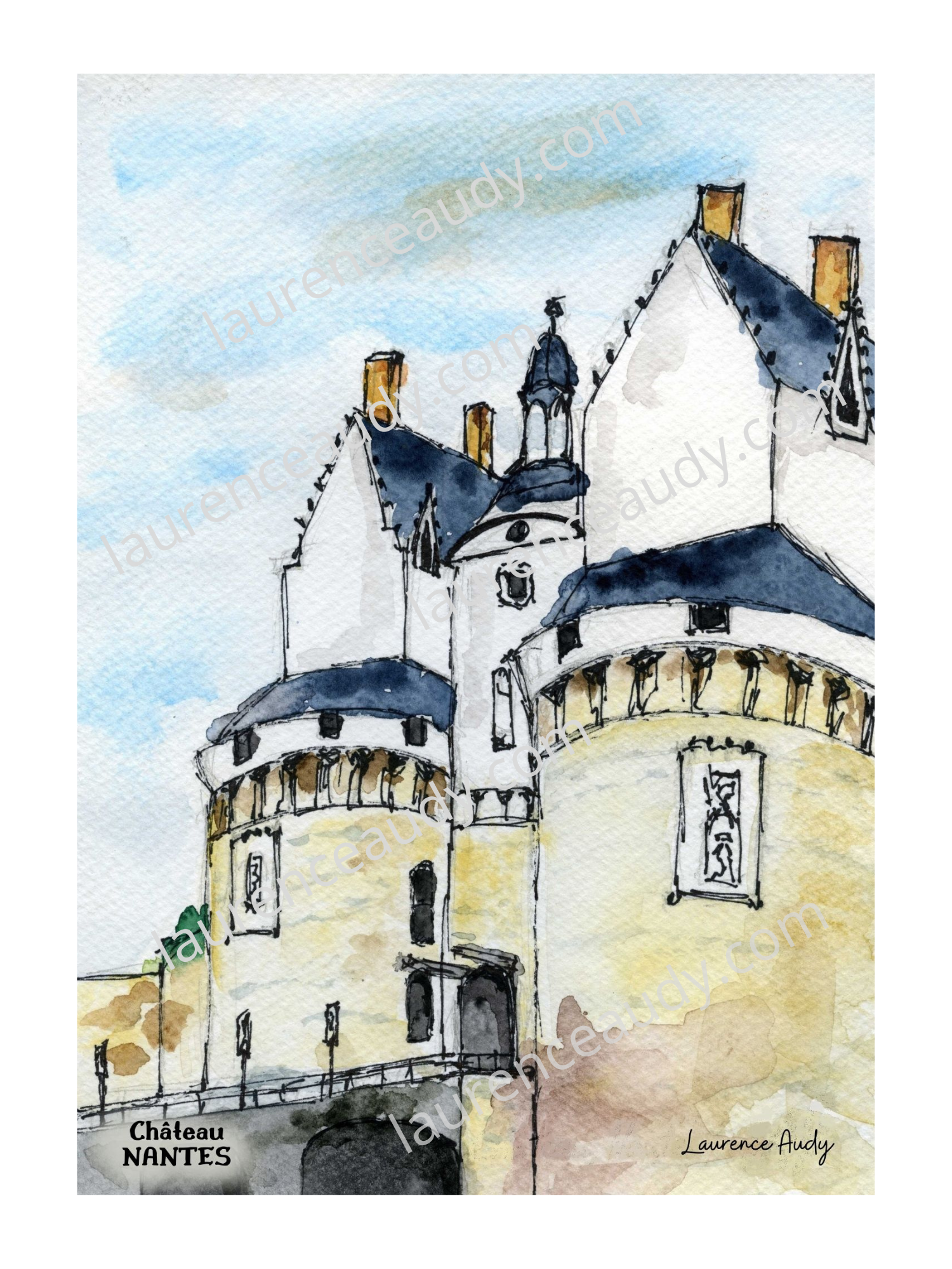 Aquarelle Château à Nantes Le croquis urbain vous embarque!