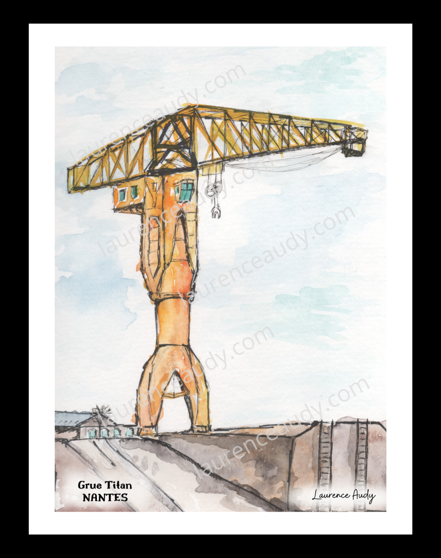 44-NANTES-GRUE TITAN-FILIGRANE CADRE NOIR