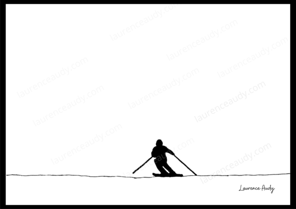 Dessin montagne skieur sports d'hiver