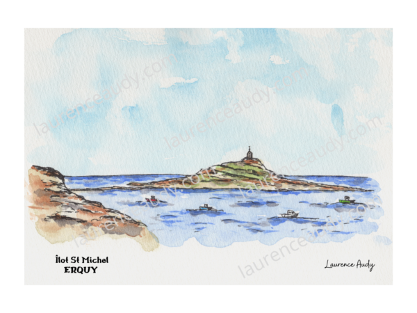 22-ERQUY-ILOT ST MICHEL-AQUARELLE FILIGRANE