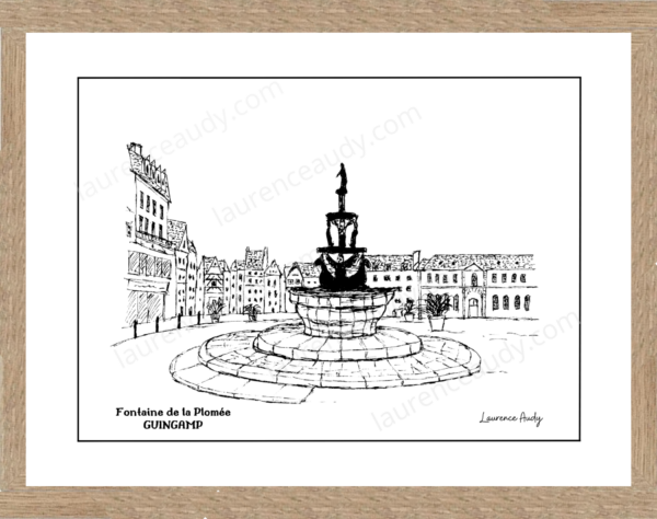 22-GUINGAMP-FONTAINE PLOMEE-N&B FILIGRANE CADRE CHENE