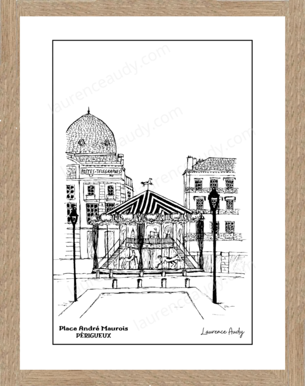 24-PERIGUEUX-PLACE ANDRE MAUROIS-N&B FILIGRANE CADRE CHENE