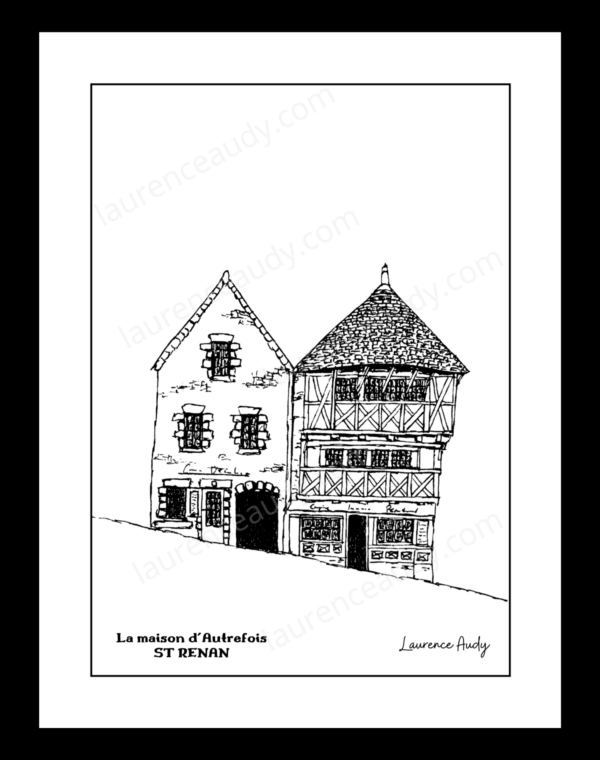29-ST RENAN-MAISON AUTREFOIS-N&B FILIGRANE CADRE NOIR