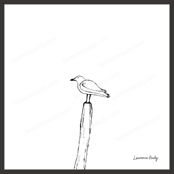 N&B-OISEAU-01 CARRE FILIGRANE CADRE NOIR