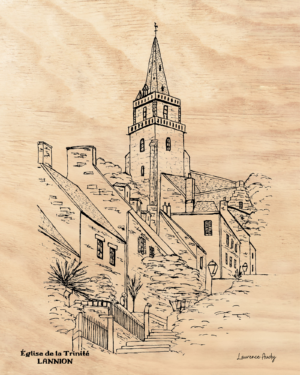 22-LANNION-EGLISE TRINITE-BOIS 24X30
