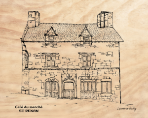 29-ST RENAN-CAFE DU MARCHE-N&B-BOIS 24X30