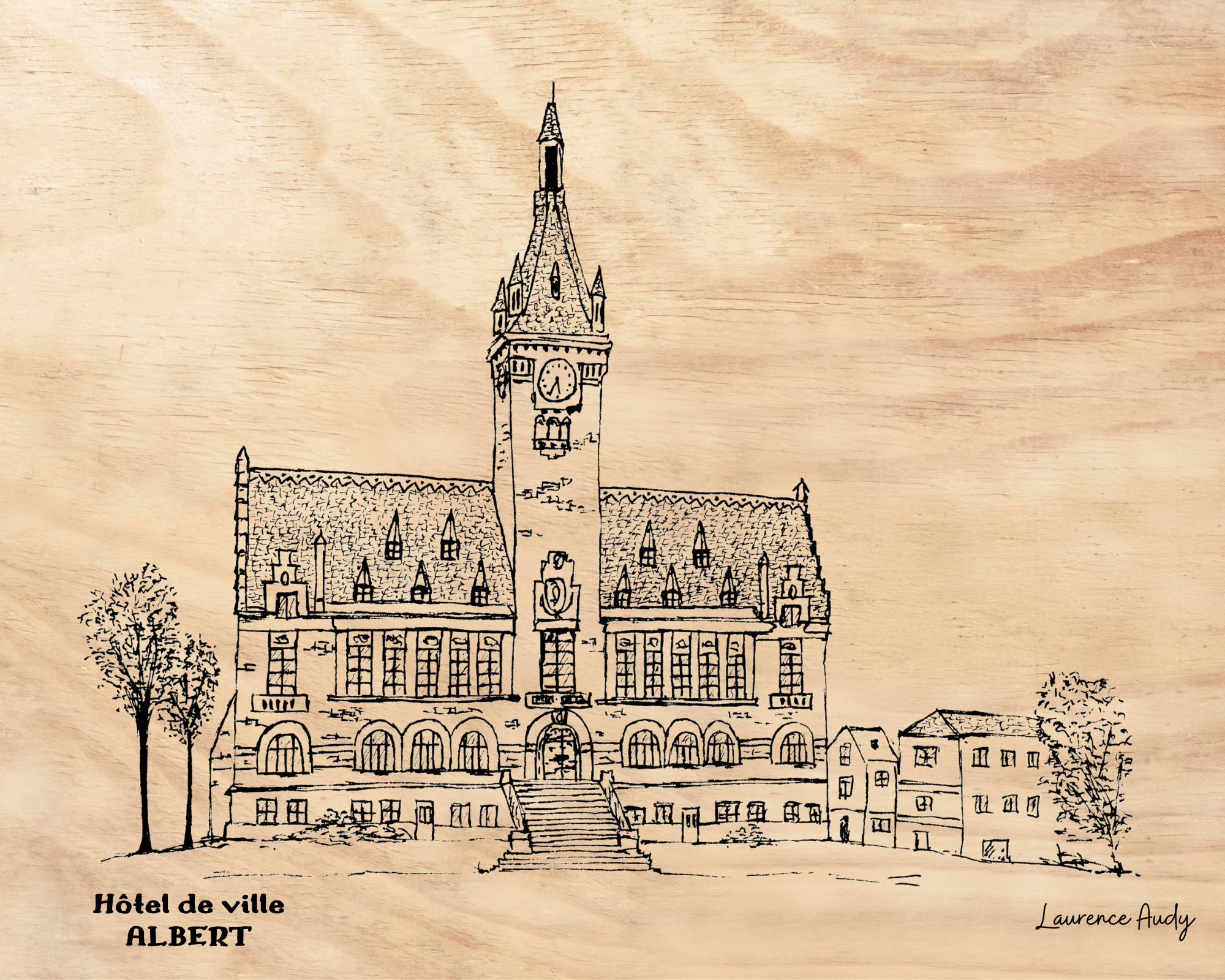 80-ALBERT-HOTEL DE VILLE-BOIS 24X30 80-ALBERT-HOTEL DE VILLE-BOIS 24X30